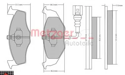Комплект тормозных колодок, дисковый тормоз METZGER купить