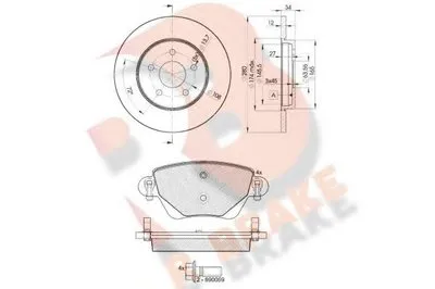 Комплект тормозов, дисковый тормозной механизм R BRAKE купить