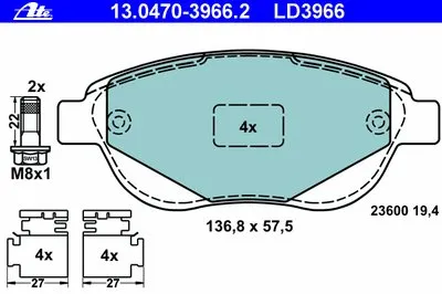 Комплект тормозных колодок, дисковый тормоз ATE Ceramic ATE купить