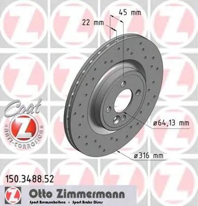 Тормозной диск SPORT BRAKE DISC COAT Z ZIMMERMANN купить