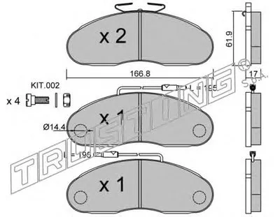 Комплект тормозных колодок, дисковый тормоз TRUSTING купить
