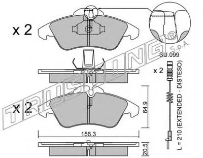 Комплект тормозных колодок, дисковый тормоз TRUSTING купить