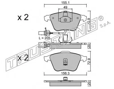 Комплект тормозных колодок, дисковый тормоз TRUSTING купить