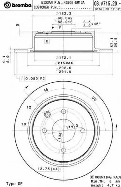Тормозной диск BREMBO купить
