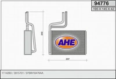 Теплообменник, отопление салона AHE купить