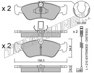Комплект тормозных колодок, дисковый тормоз TRUSTING купить