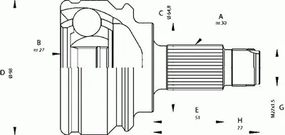 Шарнирный комплект, приводной вал SPIN OPEN PARTS купить