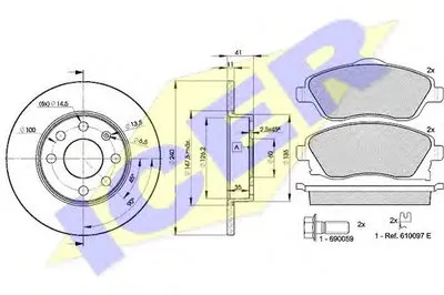 Комплект тормозов, дисковый тормозной механизм ICER купить