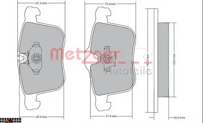 Комплект тормозных колодок, дисковый тормоз METZGER купить