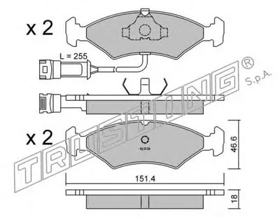 Комплект тормозных колодок, дисковый тормоз TRUSTING купить