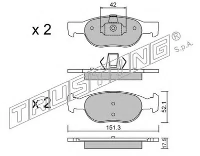 Комплект тормозных колодок, дисковый тормоз TRUSTING купить