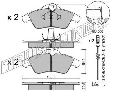 Комплект тормозных колодок, дисковый тормоз TRUSTING купить
