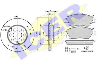 Комплект тормозов, дисковый тормозной механизм ICER купить