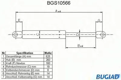 Газовая пружина, капот BUGIAD купить