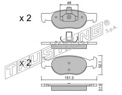 Комплект тормозных колодок, дисковый тормоз TRUSTING купить