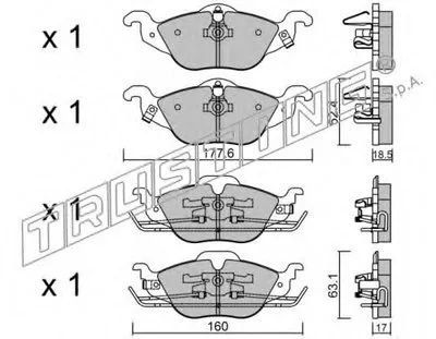 Комплект тормозных колодок, дисковый тормоз TRUSTING купить