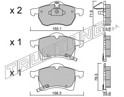 Комплект тормозных колодок, дисковый тормоз TRUSTING купить