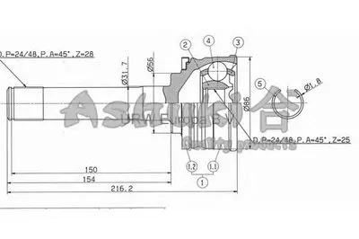 Шарнирный комплект, приводной вал ASHUKI купить