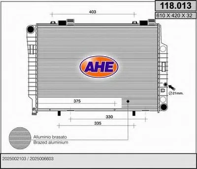 Радиатор, охлаждение двигателя AHE купить