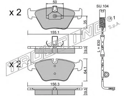 Комплект тормозных колодок, дисковый тормоз TRUSTING купить