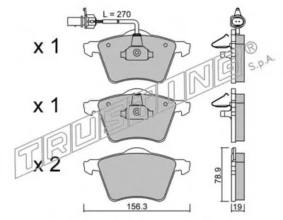 Комплект тормозных колодок, дисковый тормоз TRUSTING купить