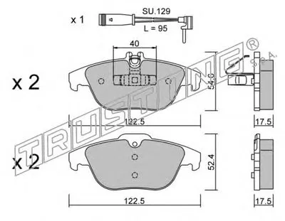 Комплект тормозных колодок, дисковый тормоз TRUSTING купить