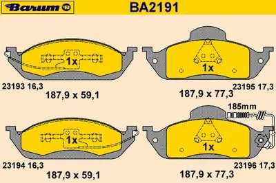 Комплект тормозных колодок, дисковый тормоз BARUM купить