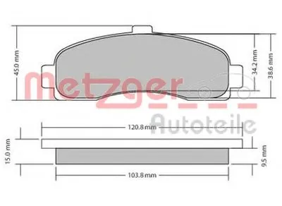 Комплект тормозных колодок, дисковый тормоз METZGER купить
