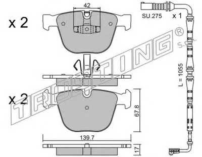Комплект тормозных колодок, дисковый тормоз TRUSTING купить