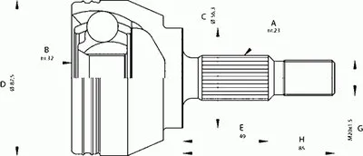 Шарнирный комплект, приводной вал SPIN OPEN PARTS купить