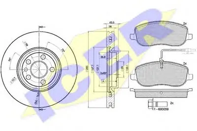 Комплект тормозов, дисковый тормозной механизм ICER купить