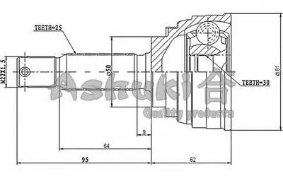 Шарнирный комплект, приводной вал ASHUKI купить