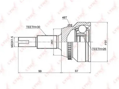 Шарнирный комплект, приводной вал LYNXauto купить