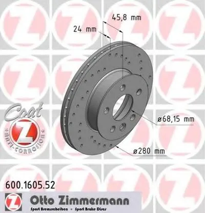 Тормозной диск SPORT BRAKE DISC COAT Z ZIMMERMANN купить