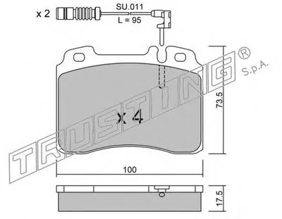 Комплект тормозных колодок, дисковый тормоз TRUSTING купить