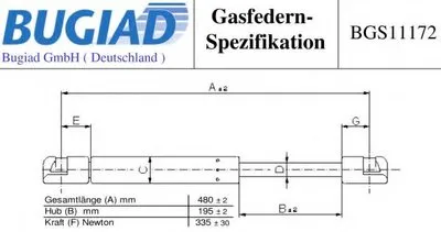 Газовая пружина, крышка багажник BUGIAD купить