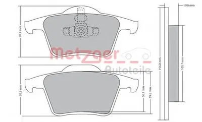Комплект тормозных колодок, дисковый тормоз METZGER купить
