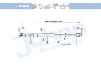 Газовая пружина, крышка багажник JOHNS купить