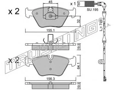Комплект тормозных колодок, дисковый тормоз TRUSTING купить