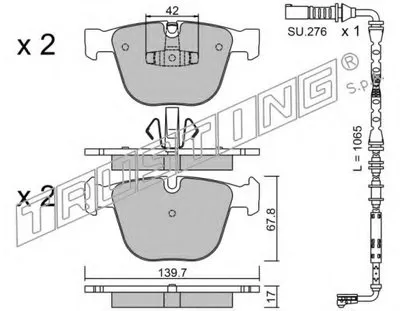 Комплект тормозных колодок, дисковый тормоз TRUSTING купить