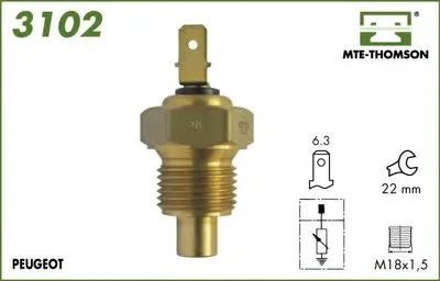 Датчик, температура охлаждающей жидкости; Датчик, температура охлаждающей жидкости; Датчик, температура охлаждающей жидкости MTE-THOMSON купить