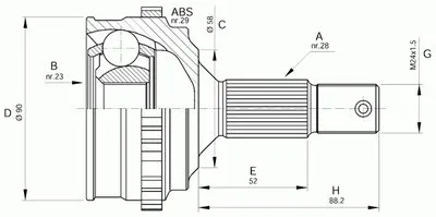 Шарнирный комплект, приводной вал SPIN OPEN PARTS купить