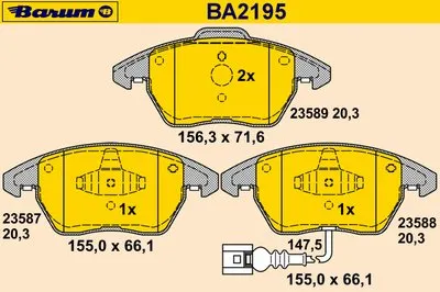 Комплект тормозных колодок, дисковый тормоз BARUM купить