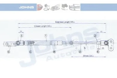 Газовая пружина, крышка багажник JOHNS купить