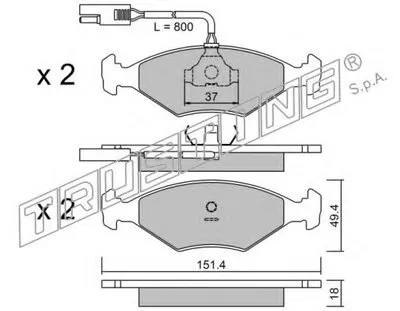 Комплект тормозных колодок, дисковый тормоз TRUSTING купить