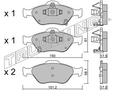 Комплект тормозных колодок, дисковый тормоз TRUSTING купить