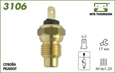 Датчик, температура охлаждающей жидкости; Датчик, температура охлаждающей жидкости; Датчик, температура охлаждающей жидкости MTE-THOMSON купить