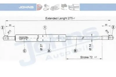 Газовая пружина, крышка багажник JOHNS купить