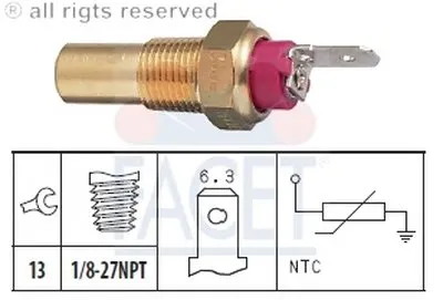 Датчик, температура охлаждающей жидкости; Датчик, температура охлаждающей жидкости; Датчик, температура охлаждающей жидкости FACET купить