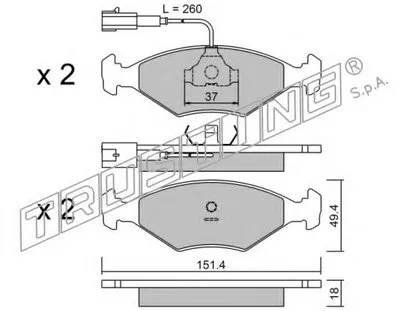 Комплект тормозных колодок, дисковый тормоз TRUSTING купить